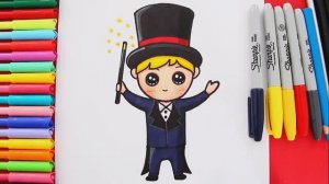 Как нарисовать и раскрасить ВОЛШЕБНИКА в стиле кавайи