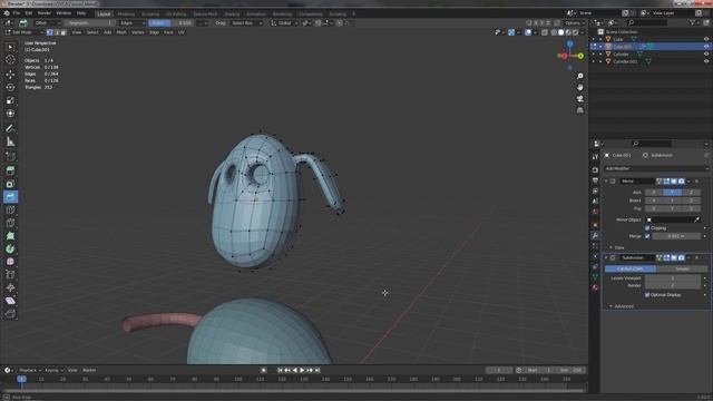 Овечка - полигональное моделирование в Блендере.Sheep - Polygonal Modeling In A Blender.