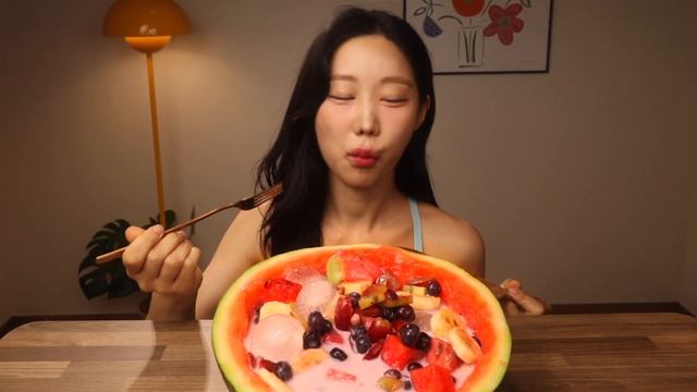 트레이너의 먹방 ASMR 🍉🌞🏖 뼛속까지 시원한 수박화채 디저트먹방 (MUKBANG EATING SHOW)