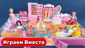 Барби из мультика ! Играем в куклы ! Играем в кукольный домик ! БОЛЬШОЙ набор с куклами для детей
