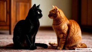 Кот Салем и рыжая кошечка первая встреча как храбрый котик Салем крошку испугался.