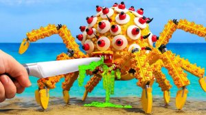 Мультфильмы для детей. Как приготовить гигантского краба-паука из Lego. Детское кулинарное видео