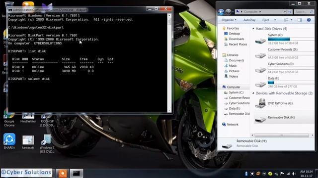 Format Pendrive\Memory Card Using CMD | Command Prompt | Windows 7 смотреть онлайн