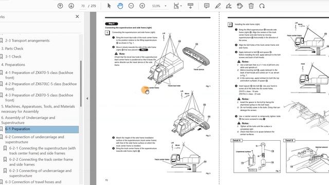 Hitachi ZX470-5 ZX670-5 ZX870-5 Assembly Procedure Manual смотреть онлайн