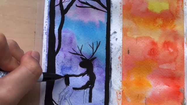 Easy Watercolor Bookmark | Silhouette Painting | Step by Step Art Tutorial