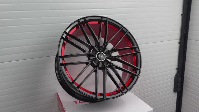 Диски CN Forged 1316 21 9.5J вес 13,3kg Black Machined Inner Red