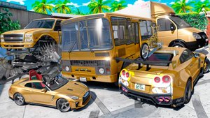 Угнал кучу золотых чит тачек и огромный монстр трак у мажора за 180 сек! Битва воров в ГТА 5 Онлайн