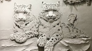 Снежный барс Панно на стену Панно из гипса Барельеф из гипса