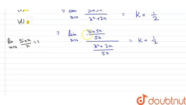 Let f (x) {{:((sin 5x)/(x ^(2) +2x),, when x ne0),(k +1/2,,when x=0):} if lim _(x to 0) f (x) =f... смотреть онлайн