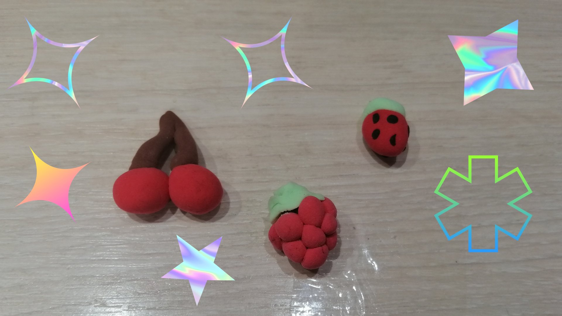 Ягоды из воздушного пластилина! 🍉🍓🍒