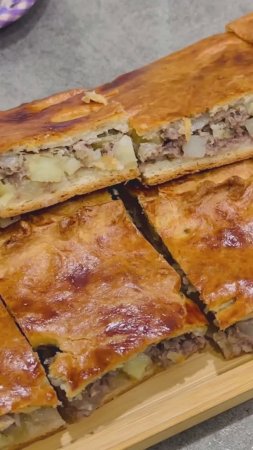 Пирог с мясом и картошкой / Готовлю тесто на кефире для пирога с мясом и картошкой