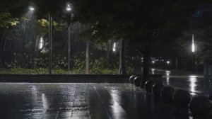 Сильный дождь и гроза в парке ночью 🌧️ Шум дождя, белый шум от бессонницы