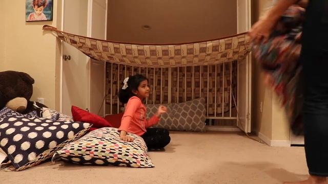 Mom and I build a DIY pillow fort:tent