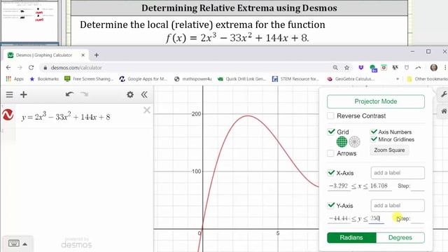 Determine Local (Relative) Extrema of a Polynomial Function Using Desmos