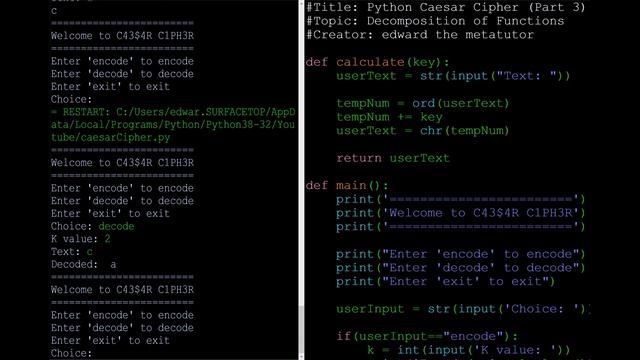 Python Caesar Cipher Part 3