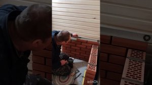 Кладка стенки в бани около печки . Часть 1.