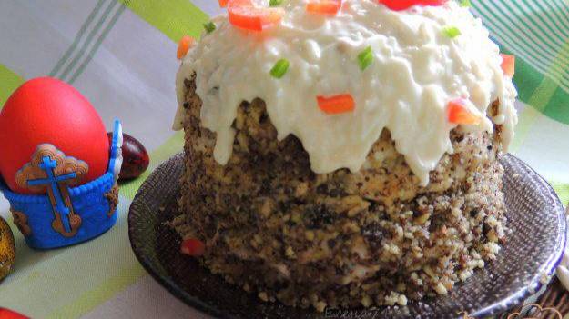 Салат Пасхальный с курицей и грибами