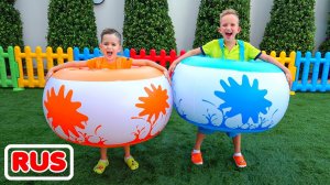 Влад и Ники играют на улице в игрушки с мамой! Видео для детей.