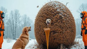 Команда спасателей спасла милого собачонка от роя миллионов диких пчел.