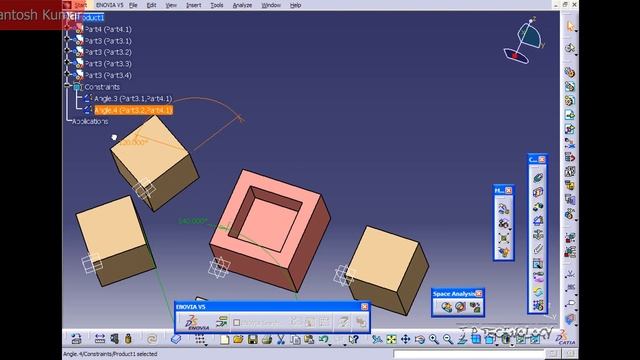 CATIA v5 | DASSAULT SYSTEMES | Walkthrough Part - 114 | ANGLE CONSTRAINT