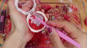 Смешиваем красные тени для век, добавляем больше БЛЕСТКА в слайм. ★ASMR★ Удовлетворительное видео со