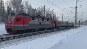 Поезда России зимой на перегоне "Снежница - Кача" (Красноярский край) | Железная дорога