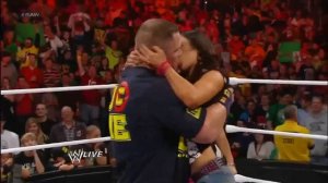 John Cena and AJ Lee Kiss WWE Raw 111912