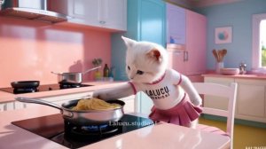 Kucing Lucu Masak Spaghetti _ Kucing Lucu Lapar
