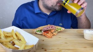 ASMR SANDWICH KEBAB WITH BEEF, FRENCH FRIES MUKBANG (EATING SOUNDS) 먹방 EATING SHOW
