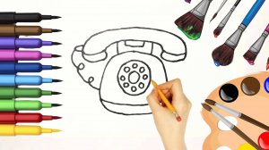 КАК НАРИСОВАТЬ ТЕЛЕФОН: рисование, раскрашивание и разукрашки для детей и малышей 🌈