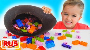 Влад и Ники и Челлендж с шоколадными яйцами с СЮРПРИЗАМИ! Видео для детей.