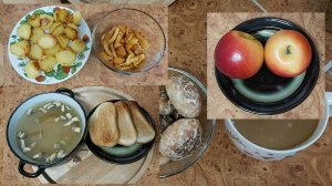 Мой пост, день 27~й. Грибной день))) грибной суп, опята маринованные. Картошечка. Пряники, яблоки.