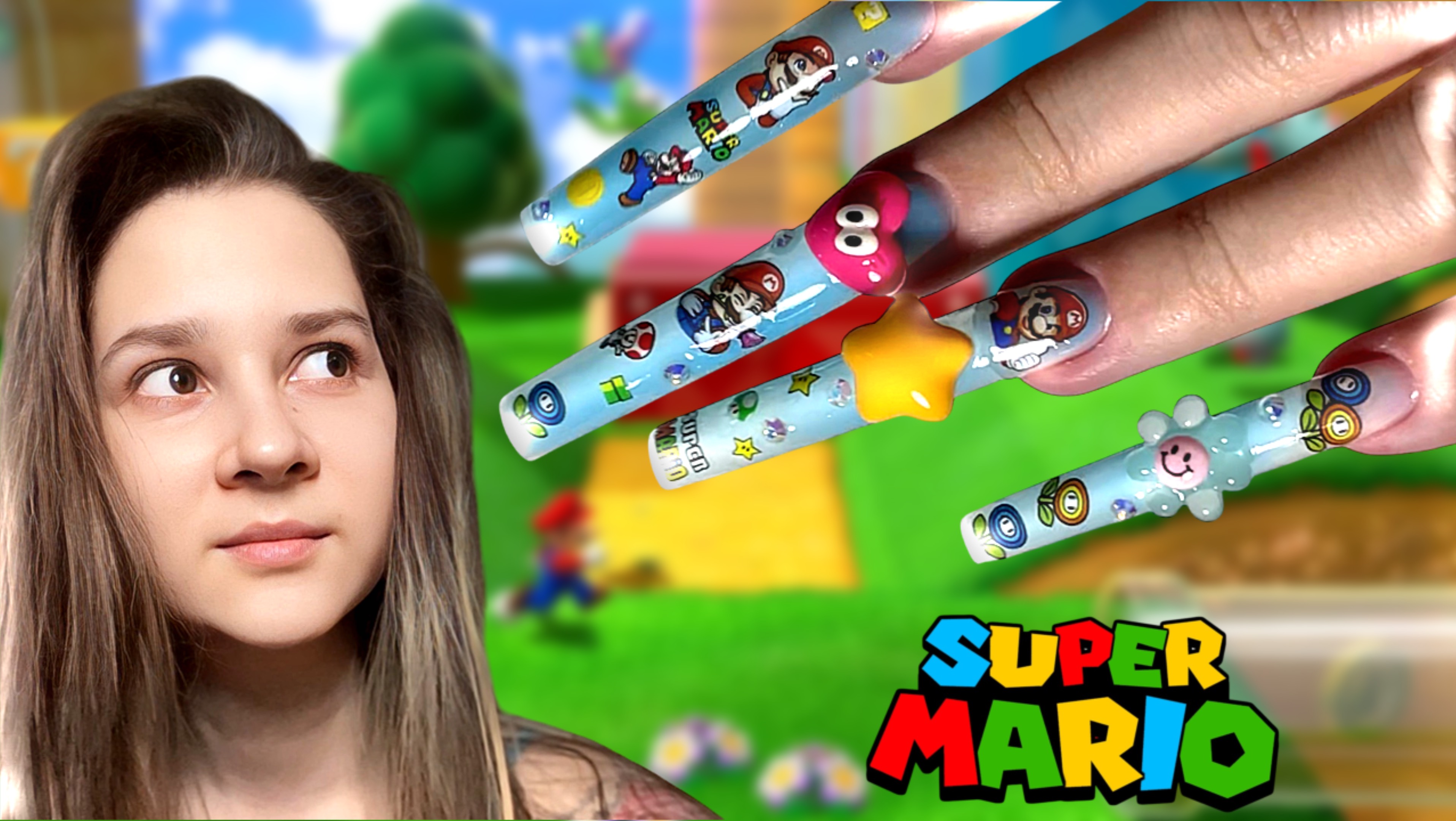 МИЛЫЙ NAIL ART СУПЕР МАРИО, НЕПРАВИЛЬНОЕ НАРАЩИВАНИЕ НОГТЕЙ 🧐