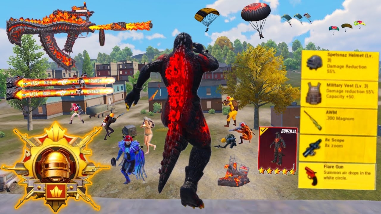 😍 НОВЫЙ ЛУЧШИЙ ГЕЙМПЛЕЙ ДОБЫЧИ с ПОЛНЫМИ ОБЛИКАМИ ГОДЗИЛЛЫ 🔥Pubg mobile