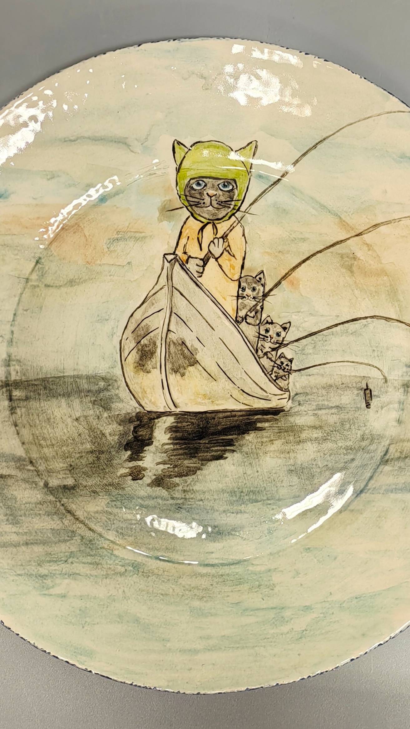 Тарелочка "Рыбаки", серия "Котосчастье".