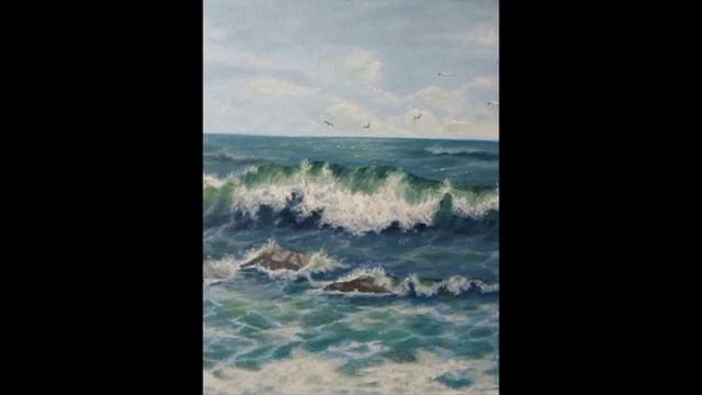 #маслянаяживопись #морскойпейзаж #арт#art #seascapepainting #ocean #wave #sunset #painting#рисуем