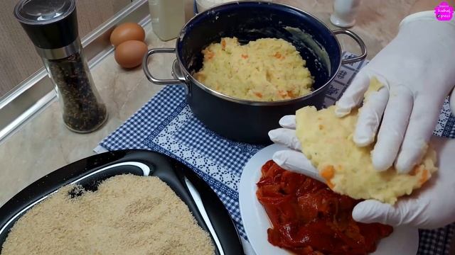 Krompir punjen pečenim paprikama  - pripremljen na par kapi ulja ❗ смотреть онлайн