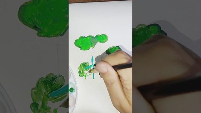 Go Green, Live Green Theme Painting II #greenworld #acrylicpainting #greenart #artwork #easyart