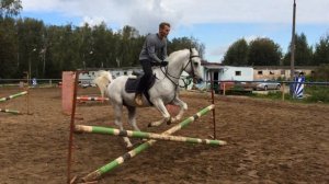 Тренировка по конкуру Андрей на Прапоре (horse jumping)