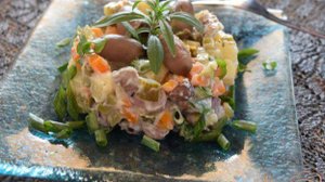 Салат с куриными сердечками