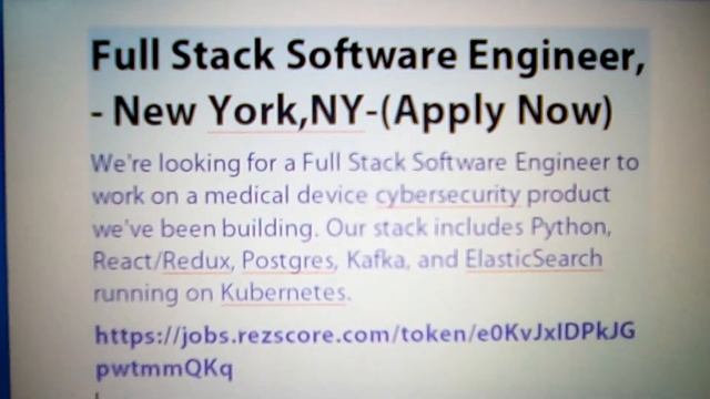 Full Stack Software Engineer, - New York,NY-(Apply Now)