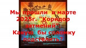 Март 2025г.Коридор затмений. Какую  бы соломку подстелить?