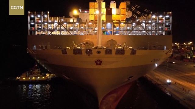 China-built mega container ship makes maiden voyage