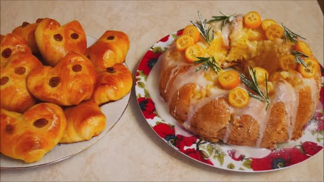 пирог АПЕЛЬСИН и булочки ХРЮШКИ нежная и вкусная домашняя выпечка