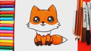 Как нарисовать - Рисуем и раскрашиваем ЛИСЕНКА — простой способ