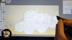 KEREN MENGGAMBAR DAN MEWARNAI SKETSA ALAT BERAT - DENGAN PENTABLET  HUION CAMVAS 13 PART 1