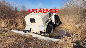 Катаемся - Белого Лиса выгуливаем по весенним полям