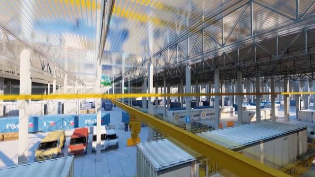 ARCHITECTURAL WAREHOUSE ANIMATION SCEEN LUMION RENDER  OMBOR ZAVODLAR ANIMATSIYASI