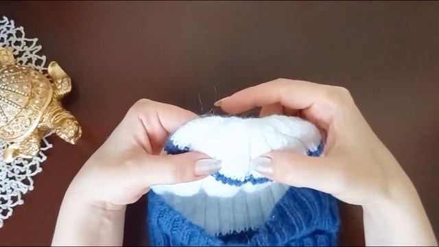 Шапка-балаклава с отворотом. #вязаниеспицами #шапкаспицами