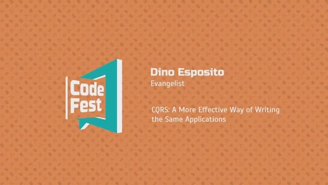 #Backend Dino Esposito. Evangelist. CQRS: A More Effective Way of Writing the Same Applications